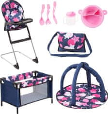 Bayer putni set 9-u-1 prijenosni krevetić 54 cm plava/ružičasta 61769AB (4003336405156)