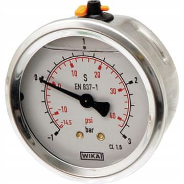 Glicerinski manometar Ø 63 mm 0 → + 6bar 1/4" mesingana stražnja strana