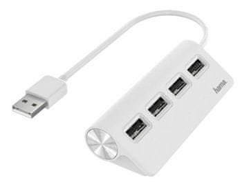 Hama USB Hub 4xUSB-A 2.0 Bijeli 200120
