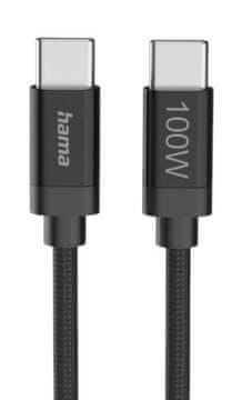 Hama USB-C kabel - 100W najlon 3 m crni