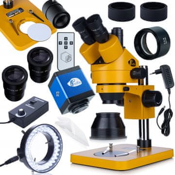 Rosfix Draco Blue PRO set - 7-45x trinokularni mikroskop s FullHD HDMI kamerom + 0,5x Barlow leća + 56x LED osvjetljivač | Komplet za inspekciju i lemljenje