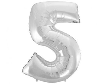 GoDan B&C folijski balon "Broj 5", srebrni, 92 cm FG-C85S5