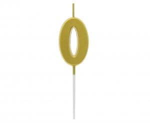 GoDan B&C svijeća za biranje broj 0 metalik zlatna 9,5 x 2,3 cm BH-SPZ0
