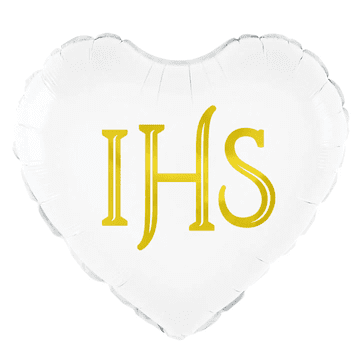 IHS folijski balon u obliku srca bijelo-zlatni 45 cm 127575