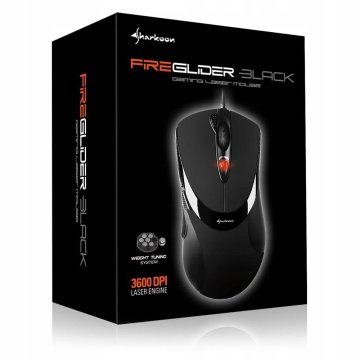 Sharkoon FireGlider crni laserski miš s 3600 DPI i makro utezima