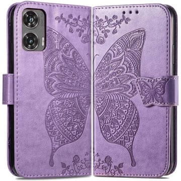 GS Preklopna futrola za Motorola Moto G85, leptir, ljubičasta