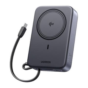 Ugreen PB567 20000mAh magnetska prijenosna baterija, USB + USB-C, Qi2 15W (siva)