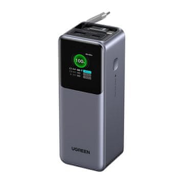 Ugreen Powerbank 20000mAh PB726 USB + USB-C, 165W, ugrađeni kabel, CCC certifikat (siva)
