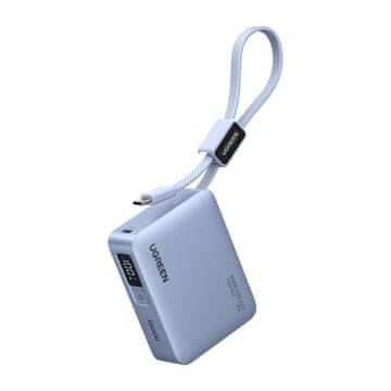 Ugreen Powerbank 10000mAh PB584, USB + USB-C, 33W, ugrađeni kabel (siva)