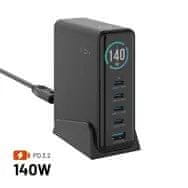 FIXED Fixed GaN 140W punjač (1x USB-A, 4x USB-C)