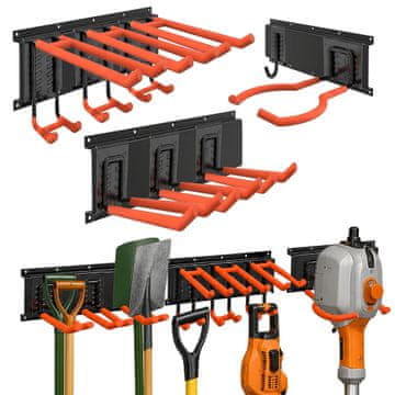 Northix Set od 8 zidnih kuka, crno/narančaste, čelik i PVC