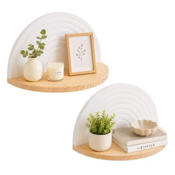 Northix Boho zidne police, set od 2 – bijela i prirodna boja bora