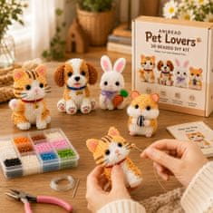 Vixson DIY komplet za izradu 3D životinja od perlica, 4 figurice, kreativni set za rukotvorine s priborom | ANIBEAD Ljubitelji kućnih ljubimaca