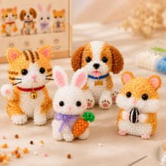 Vixson DIY komplet za izradu 3D životinja od perlica, 4 figurice, kreativni set za rukotvorine s priborom | ANIBEAD Ljubitelji kućnih ljubimaca