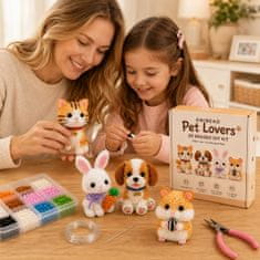 Vixson DIY komplet za izradu 3D životinja od perlica, 4 figurice, kreativni set za rukotvorine s priborom | ANIBEAD Ljubitelji kućnih ljubimaca