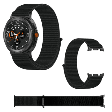 Remen za Samsung Galaxy Watch 8 40mm/44mm/ 8 Classic 46mm crni najlon