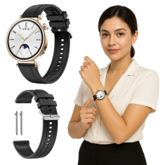 Remen za Garmin Forerunner 255S 265S Vivoactive Venu2S 3S 4S Crni silikonski