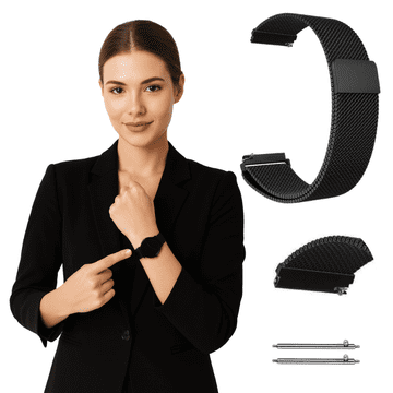 Remen za HUAWEI WATCH GT2 GT3 GT 2 3 42MM 43MM ELEGANTNA crna narukvica
