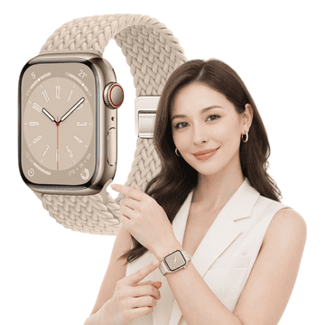 Pleteni remen za Apple Watch 42 mm 44 mm 45 mm 49 mm remen L bež izdržljiv