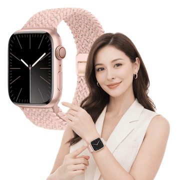 Pleteni remen za Apple Watch 42 mm 44 mm 45 mm 49 mm remen veličine L, ružičasti, izdržljiv