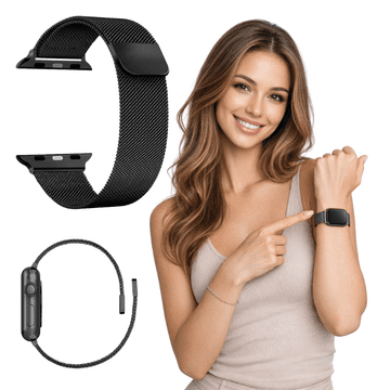 Remen za Apple Watch 42/44/45/46/49 mm metalna narukvica crna
