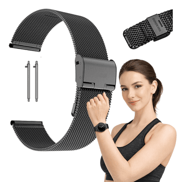 Remen za Samsung Galaxy Watch 3 4 5 Active metalna crna narukvica 20 mm