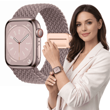 Remen za Apple Watch 42 mm 44 mm 45 mm 49 mm Pletena ružičasta narukvica