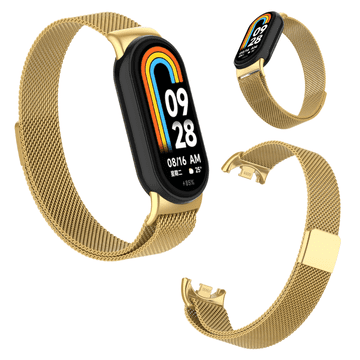 Remen za Xiaomi Mi Band 8 9 10 metalna narukvica i sat, jaka zlatna
