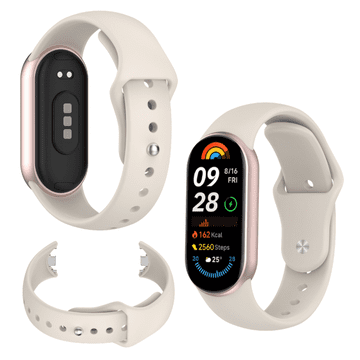 Silikonski remen za Xiaomi Mi Band 8/9/10 sat, bež, čvrst, izdržljiv