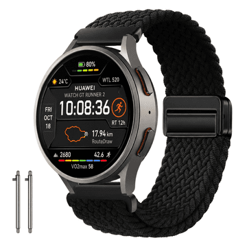 Remen za HUAWEI Watch GT Runner 2 remen pleteni crni 20 mm