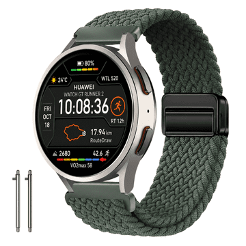 Remen za HUAWEI Watch GT Runner 2 pletena narukvica zelena 20 mm