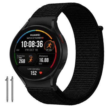 Remen za HUAWEI Watch GT Runner 2 najlonski remen, jaki crni, 20 mm