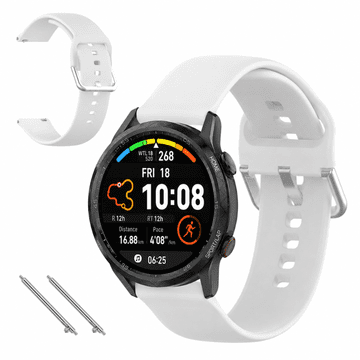 Remen za Huawei Watch GT Runner 2, silikonski, jak, izdržljiv, bijeli, 20 mm