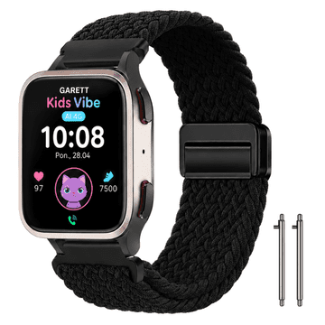 Remen za Garett Kids Vibe AI 4G pleteni remen za sat 20 mm crni