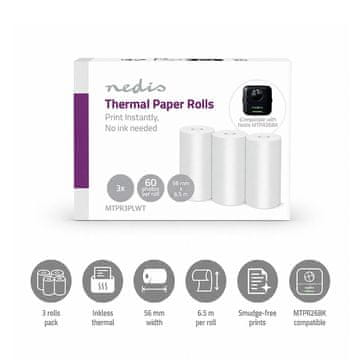Nedis Termo papirne role, 56 mm x 6,5 m, pakiranje od 3