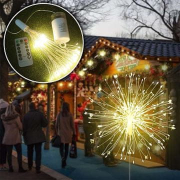 Cool Mango božićne lampice za van, LED rasvjeta vatrometnog dizajna, baterijsko napajanje, 120 LED-ica - Fairy