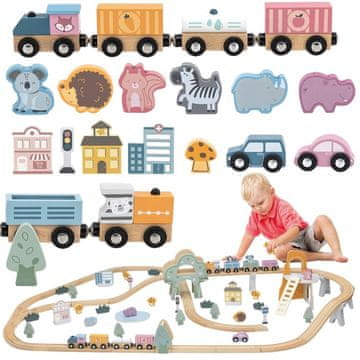 Viga Toys VIGA PolarB Drvena dječja željeznička pruga 90 dijelova