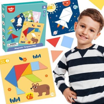 Tooky Toy Tangram slagalica Slagalica za djecu Učenje oblika Figure Oblici 18 dijelova.
