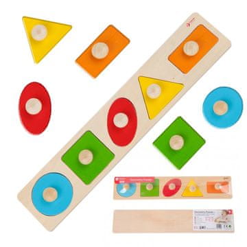 Classic world Drvena geometrijska slagalica MONTESSORI Razvrstavanje oblika Učenje boja 6 dijelova.