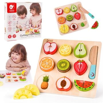 Classic world Montessori set za rezanje voća s čičkom 20 dijelova.