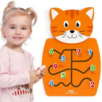 Viga Toys VIGA Drvena manipulativna ploča s brojevima za mačiće FSC Montessori certifikat