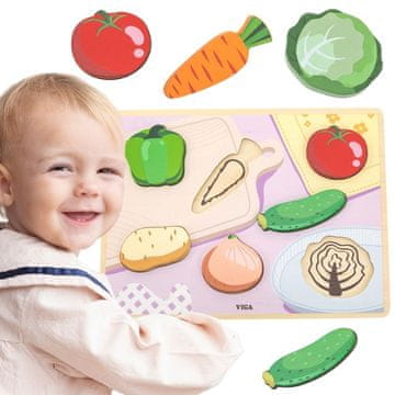 Viga Toys VIGA drvena slagalica Montessori 2-u-1 figure povrća