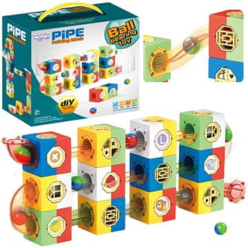 WOOPIE Mramorni set za izgradnju staze s kuglicama za trčanje, 3D blokovi