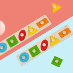Classic world Drvena geometrijska slagalica MONTESSORI Razvrstavanje oblika Učenje boja 6 dijelova.