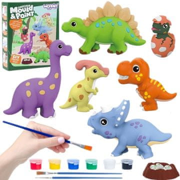 WOOPIE DIY komplet za bojanje - Izradite figurice od gipsa i obojite ih - Komplet za dinosaure