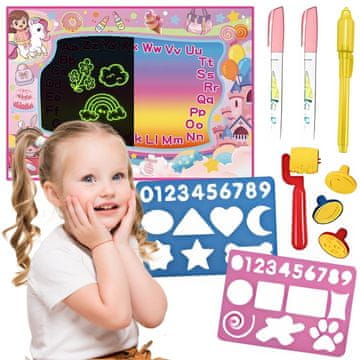 WOOPIE podloga za slikanje vodom 2 u 1 XXL 100x70cm svijetli u mraku