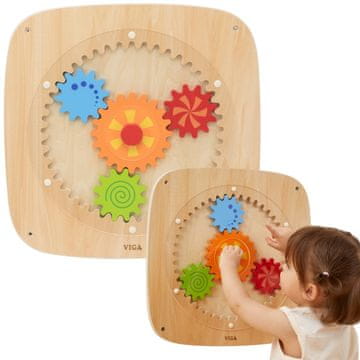 Viga Toys VIGA drvena ploča s obojenim zupčanicima