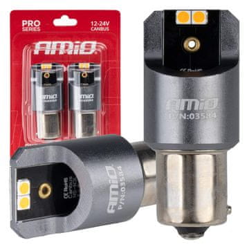 slomart AMiO LED žarulje FULL CANbus PRO PY21W, 4x3030 SMD, narančaste, 12V/24V (2 komada)