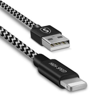 Northix Skin Lightning kabel 2.4A, 0.25m - crno/bijeli