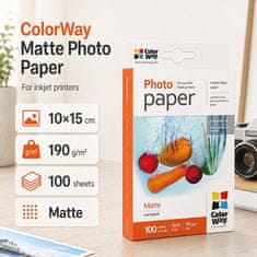ColorWay Foto papir Mat 190g/m2, 100kom, 10x15 (PM1901004R)